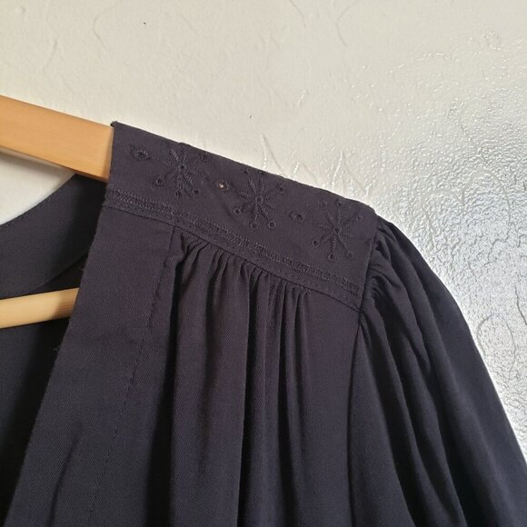 Old Navy Smocked Plunge V-Neck Eyelet Maxi Dress Black Size XL Peasant Cottage - Picture 7 of 13